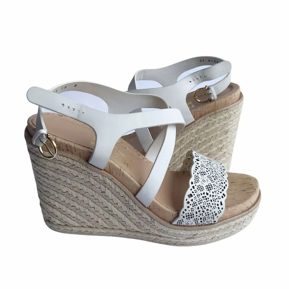 Ferragamo Gioela Wedges Espadrilles Size 40 Lait Rope Wrapped High Heel Sandals